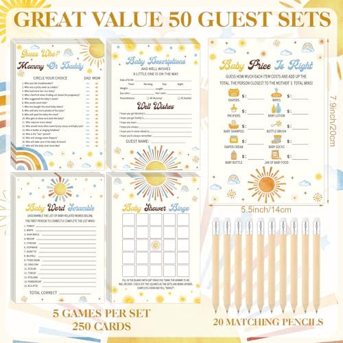 Patelai 321 Pcs Here Comes The Son Baby Shower Decorations Games Supplies - Image 3