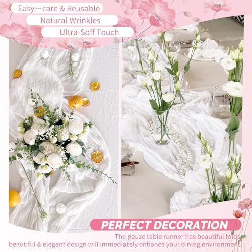 30 Pack White Cheesecloth Table Runner 17x108 Inches Boho Home Decor - Image 6
