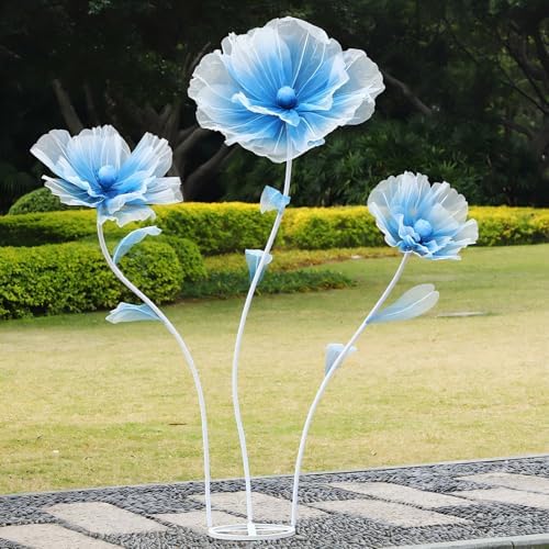 Giant Flowers for Decoration,Wedding Reception Essential,5.6 ft Huge Artificial Silk Flower,Ideal for Party Banquet Background Decor and Photographic Props(Blue) - Image 2