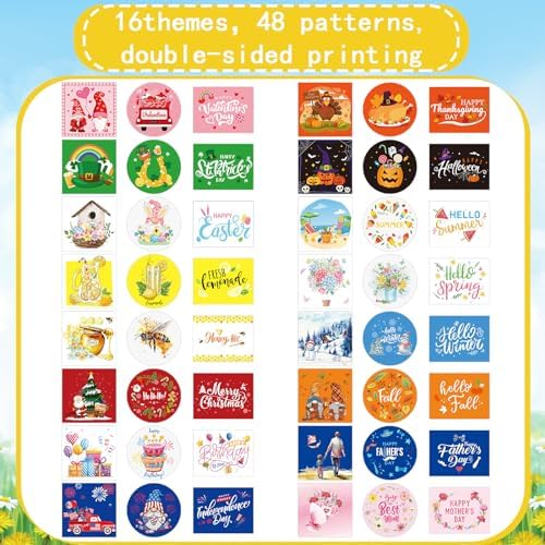 48 Pcs Interchangeable Seasonal Tiered Tray Decor, Vintage Color, Festive - Image 5
