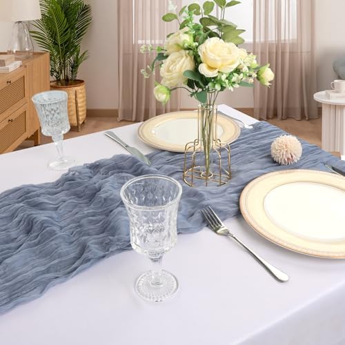 12 Pack 10Ft Dusty Blue Cheesecloth Table Runner 23 x 120 Inch - Image 6