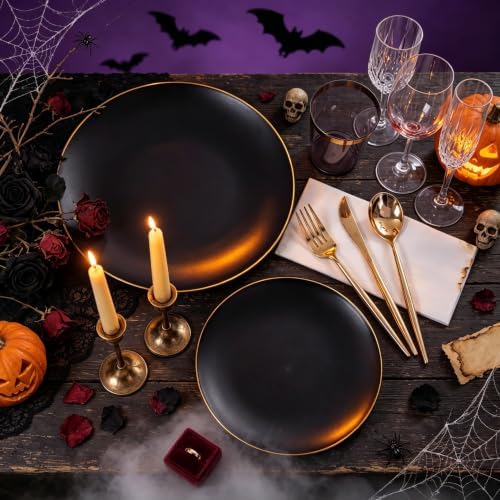ejonirinjonir 350pcs Premium Black Plastic Plates For Party Heavy Duty - Image 2