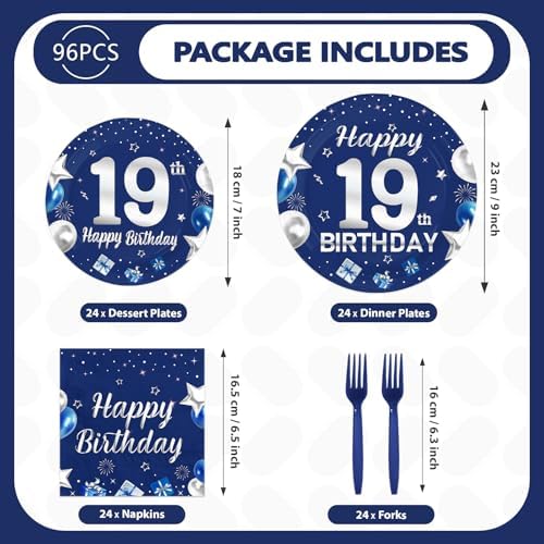 96Pcs 19th Birthday Party Decorations Serves 24 - Image 5