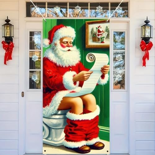 BlissYard Christmas Door Cover Wrapped Boxes Santa 35x71 Inch Polyester by BlissYard