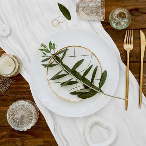1 Pack Cheesecloth Table Runner 10Ft Christmas Gauze Boho Table Runners for Wedding Decor Bridal Shower Decorations Baby Shower Party(35" x 120") - Image 5
