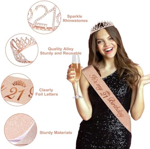 Juesly 21st Birthday Decorations for Her, 51pcs 21 Year Old Party Set - Image 4
