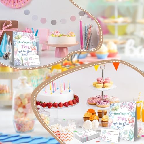 Sea You Soon Baby Shower Decorations,Under the Sea Guess How Many Baby Shower Game,Guess How Many Fish are in the Sea,Ocean Theme Birthday Party Game & Activities 50 Cards and Sign - Image 5