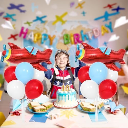 Naozinebi 4 Sets Airplane Birthday Party Balloons Stand Kit Party Decor - Image 6