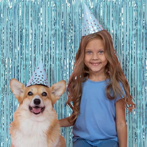 10 Pack Blue Backdrop Curtain 3.2ft x 8.2ft Metallic Tinsel Foil Fringe Curtains Photo Booth Background for Birthday Party Decoration Baby Shower Engagement Wedding Christmas Decoration (Blue) - Image 5