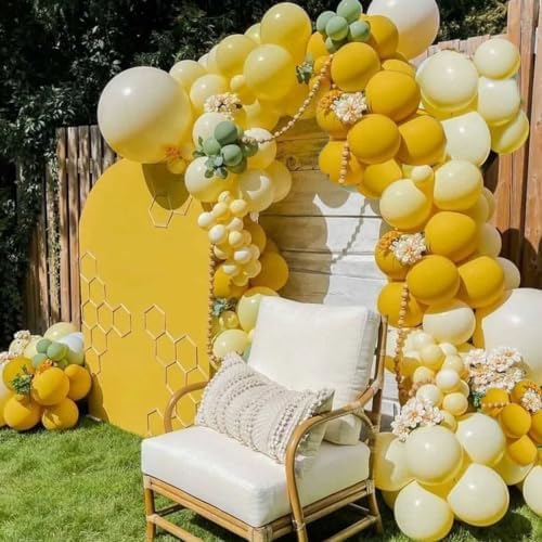 Yellow Gold Confetti Party Balloons, 50pcs12 inch Mustard Light Yellow Gold Latex Balloons for Birthday Wedding Bride Sunflower Theme Party Decoration - Image 5