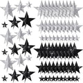 Sinload 45 Pcs 3D Glitter Black Silver Star Centerpieces Party Decorations by Sinload