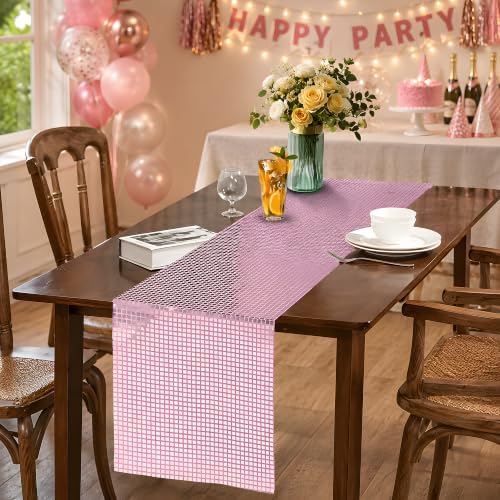 Disco Party Decorations - Pink Glitter Disco Table Runner - Image 5