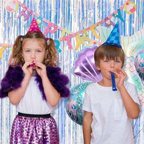 10 Pack Foil Curtain Backdrop Iridescent Metallic Tinsel Foil Fringe Curtains Photo Booth Props for Birthday Wedding Engagement Baby Shower Bachelorette Christmas Holiday Celebration Party Decoration - Image 2