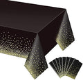 Gexolenu 8 Pack Black and Gold Tablecloth for Rectangle Tables, Plastic Disposable Dot Confetti Party Table Covers for Birthday, Graduation, New Year Party, Anniversary, 54" x 108" by Gexolenu