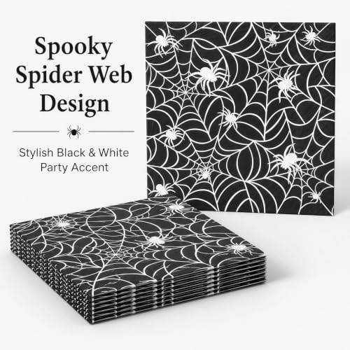 Halloween Napkins, 50 Count 2-Ply Spider Web Paper Napkins - Image 5