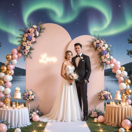 7.2FT 6FT Arch Backdrop Cover for Wedding, Set of 2 Stretchy Spandex Fitted Arch Stand Cover for Baby Shower, Birthday Party Decor, Chiara Backdrop Cover with Double-Sided Design(Dusty Pink) - Image 2