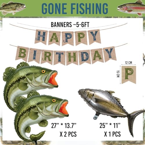 Sea ​​bass tuna Fish Balloons Banner Fishing Balloons Banner Ofishally One Birthday Fishing Party Decoration Gone Fisherman Theme Birthday Decor - Image 4