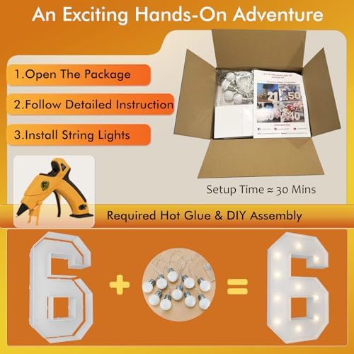 3FT Marquee Numbers, Large Light Up Numbers 6 for 6th Birthday Party Decor - Image 2