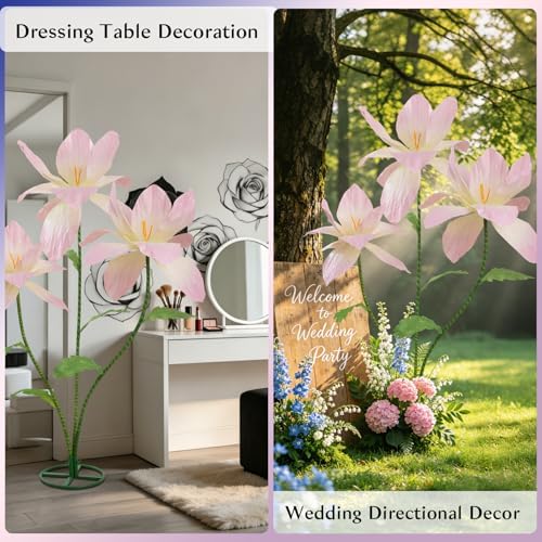 5.6 Ft Large Paper Flowers Gradation Pink - Image 3