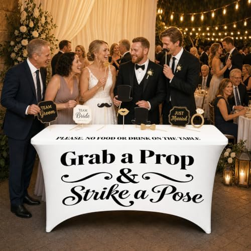 4ft Photo Booth Tablecloth White Stretch Spandex Table Cover - Image 6
