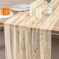BINBE 1pcs Champagne Florals Table Runner Embroidery Gauze 10FT Daisy Seasonal Tulle Birthday Wedding Holiday Kitchen Dining Table Decor for Home Party by BINBE