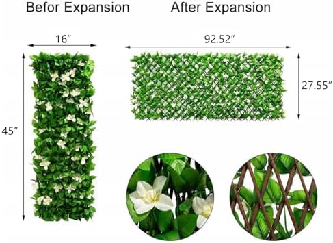 DOEWORKS Expandable Faux Ivy Trellis Fence, Patio Privacy Screen, 4 Pack - Image 2