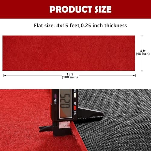 Extra Thick Red Carpet Runner 4 x 15Ft, Non-Slip TPR Rubber Backing, 450 GSM Heavy-Duty Aisle Runner Red Runner Rug for Wedding Ceremony, Hollywood Party, Graduation & Award Events - Image 2
