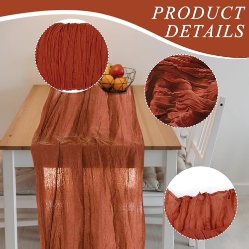 2 Pack Cheesecloth Table Runner 10Ft Christmas Gauze Boho Table Runners for Wedding Decor Bridal Shower Decorations(35" x 120") - Image 3