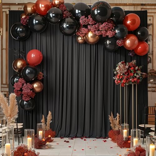 40x10ft Black Backdrop Curtain Panels for Parties - Wrinkle Free Polyester Photo Curtain Backdrop Wedding Back Drop Fabric Drapes for Party Decorations Background for Photography - Image 6