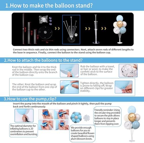 4 Sets Dusty Blue and Gold Balloons Stand for Table - Image 7