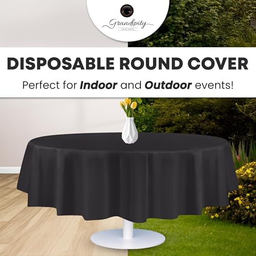 Grandipity Plastic Table Cloth Disposable 12 Pack 84" Round Dark Grey - Image 5