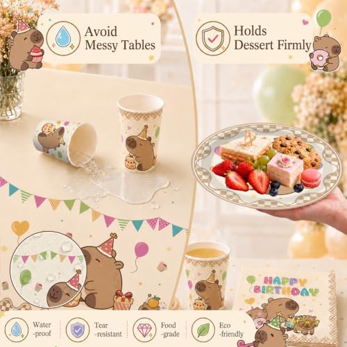 222Pcs Xynic Capybara Birthday Decorations Tableware Set, 25 Serves - Image 5