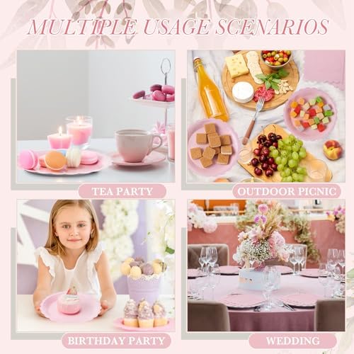 120Pcs Pink Paper Plates and Napkins Party Supplies Bulk 7In Plate - Image 6