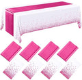 Breling 8 Pack White and Hot Pink Tablecloths and Satin Runners Set by Breling