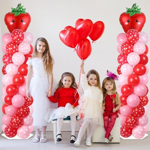 2 Sets Strawberry Balloon Column Stand Adjustable Strawberry Balloon Decor - Image 6