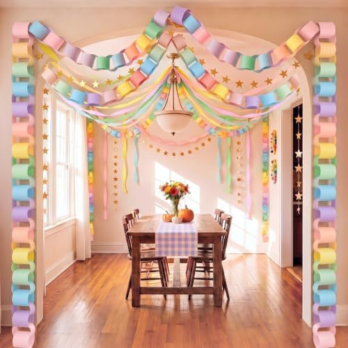TaoBary Pastel Party Decorations 600 Large Paper Chain, Pastels, Large Size - Image 5