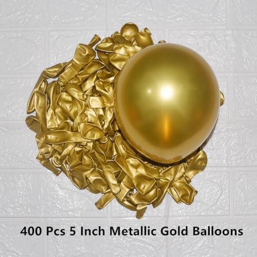 400 Pack Gold Balloons 5 Inch Metallic Chrome Gold Latex Small Balloon for Birthday Wedding Bridal Baby Shower Supplies Graduation Party Decorations - Image 2