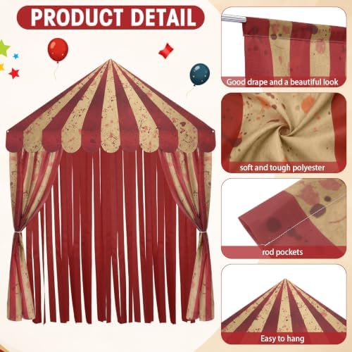 Breling 4 Pcs Circus Tent Backdrop Blood-Stained Carnival Curtains - Image 4