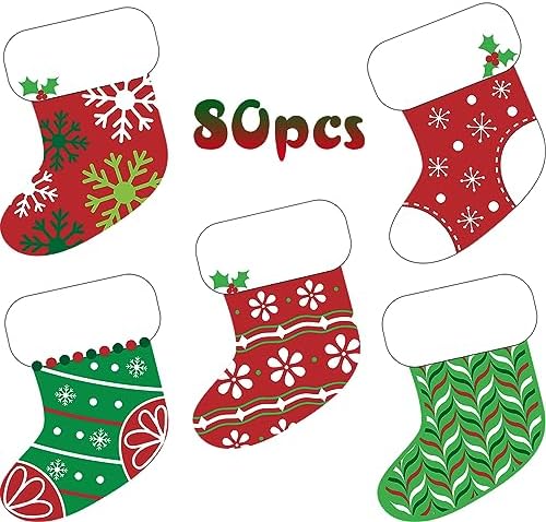 Blulu 80pcs Christmas Cutouts Winter Bulletin Board, Stocking Chic by Blulu