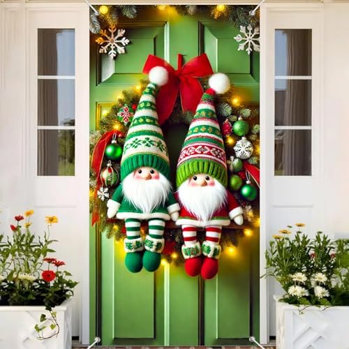 BlissYard Christmas Door Cover Gnome Elf 35x71 Inch Polyester - Image 5