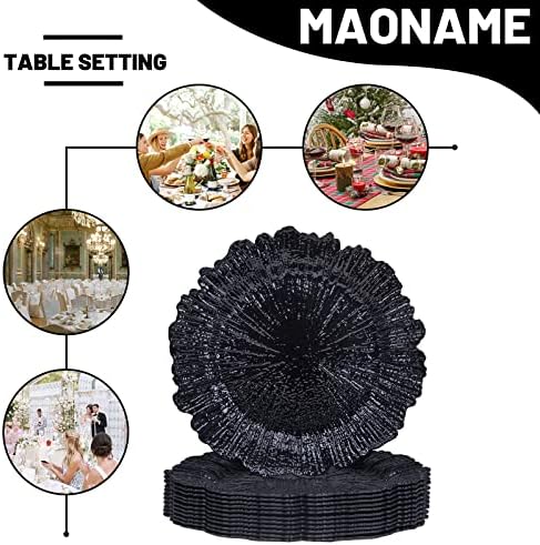 MAONAME Black Charger Plates Set of 6, Reef Chargers for Dinner Plates - Image 6