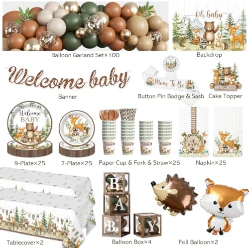 265PCS Woodland Baby Shower Decorations Gender Neutral Serves 25 - Image 2