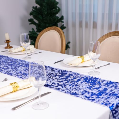 Royal Blue Table Runner, Glitter Metallic Foil Mesh Roll 100 Feet - Image 4