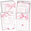 Pink Bow Baby Shower Games for Girl, 4 Games for 25 Guests, Guess Who Mommy or Daddy, Word Scramble for Baby Shower Decorations by Unknown