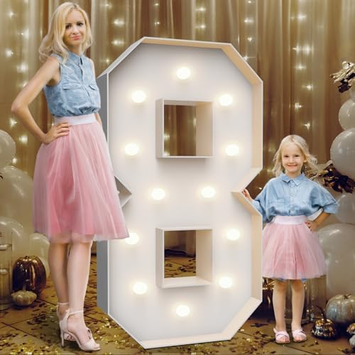 4FT Light Up Marquee Number 8- Large Foam Board Mosaic Kit by Teebloom
