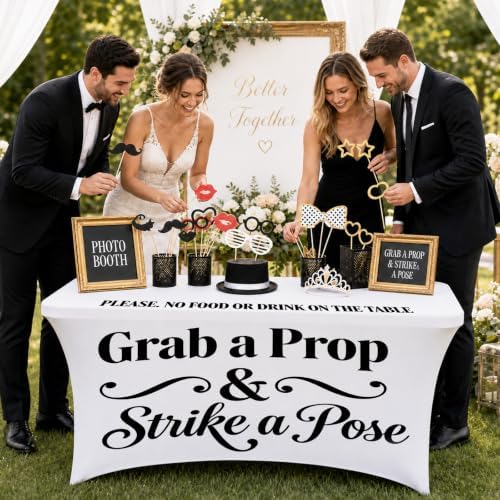 4ft Photo Booth Tablecloth White Stretch Spandex Table Cover - Image 3