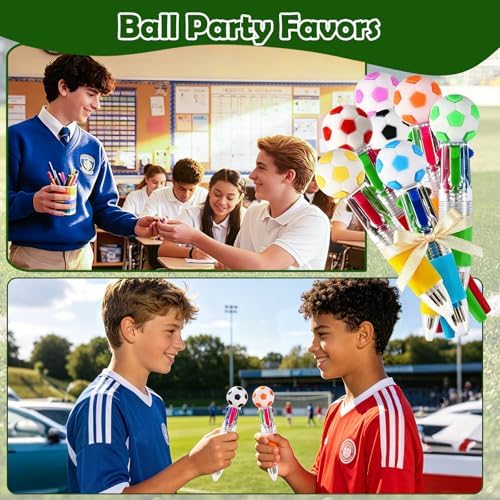 24Pcs Soccer Mini Multicolor Pens in One 4-in-1, Cute Pens Bulk for Party Favors and Birthdays, Ballpoint Pen Back To School Gifts Classroom Student Prizes - Image 4