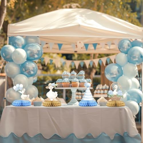 12 Pcs Blue Goose Baby Shower Decorations for Boy - Silly Goose Baby Shower Centerpieces for Tables - Blue Goose Honeycomb Table Decor with Balloon Car for Boy Baby Shower 1st Birthday - Image 7
