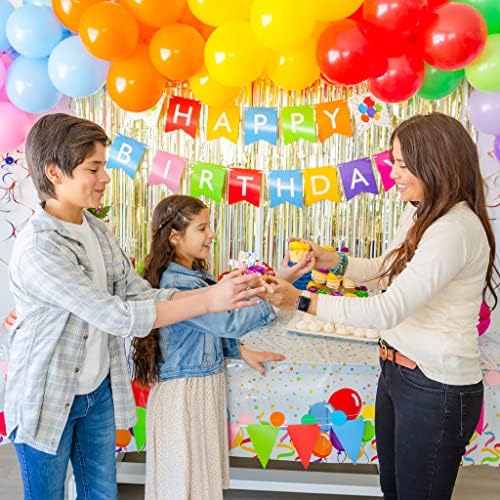 275 PC Colorful Birthday Party Decorations for Boy, Girl- Rainbow Party Supplies, Happy Birthday Banner, Balloons Garland Arch Kit Tablecloth Honeycomb Cake Topper Plates Cups Napkins Straws, 25 Guest - Image 2
