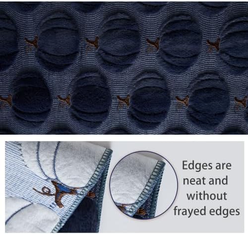 Fall Table Runner 13x120 Inch Soft Plush Faux Fur Jacquard Navy Blue Pumpkin Table Runner, Seasonal Autumn Kitchen Dining Table Decoration for Home Party Decor ZR010D120 - Image 6